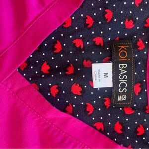 Koi Basics Pink and Black Scrub Top